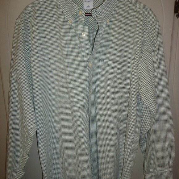 Men's Old Navy Vintage Fit Button Down Shirt L Long Sleeves Pocket Check Multi - Picture 1 of 10